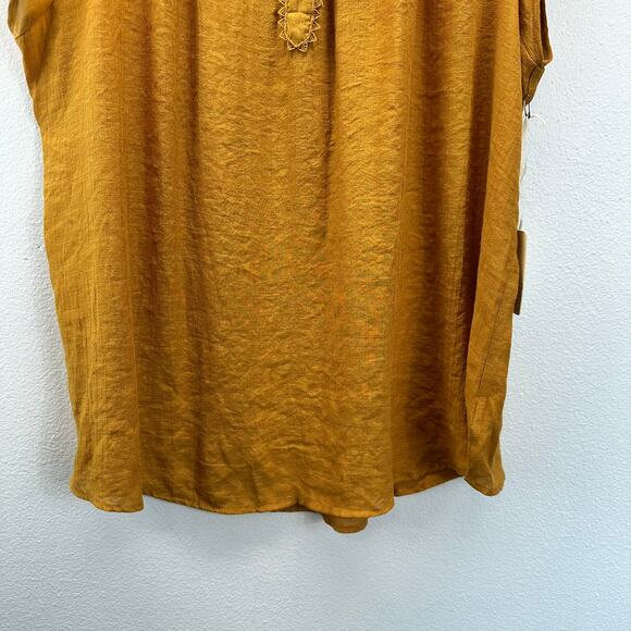 NWT Perch by Blu Pepper Yellow Lace Shirt Short Sleeve Boho 2XL - Picture 4 of 9